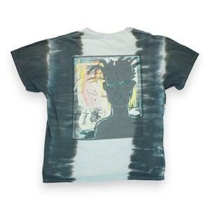 Jean-Michel BASQUIAT Ripple Tie Dye Graphic Art T-Shirt Gray Black LARGE